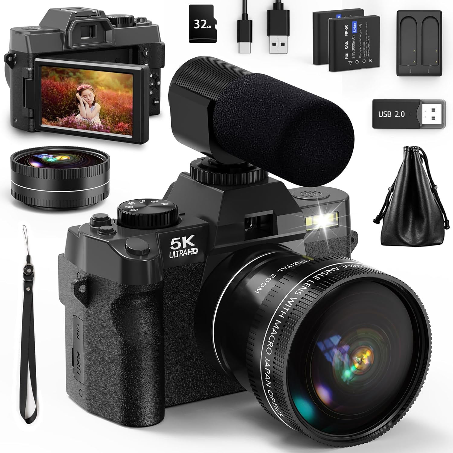NBD 5K&48MP Digital Camera wit - Korean Lifestyle Vlogs recension och pris